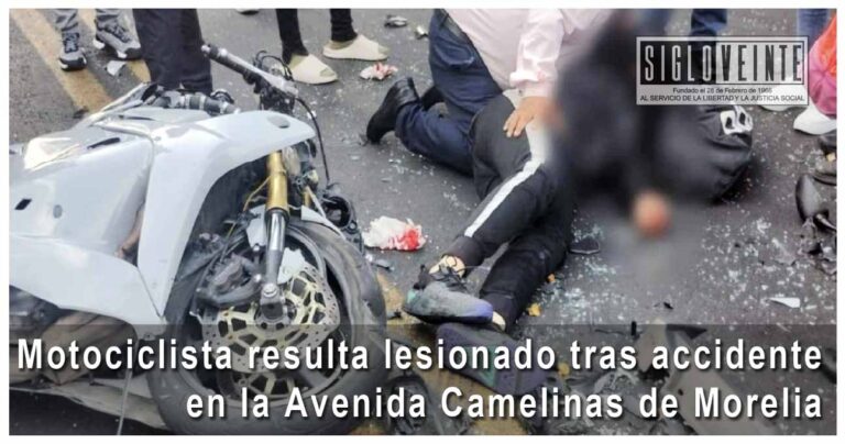 Motociclista resulta lesionado tras accidente en la Avenida Camelinas de Morelia