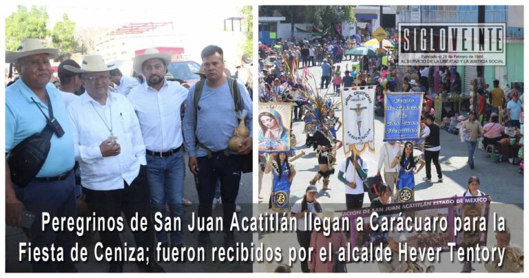 Peregrinos de San Juan Acatitlán llegan a Carácuaro para la Fiesta de Ceniza; fueron recibidos por el alcalde Hever Tentory