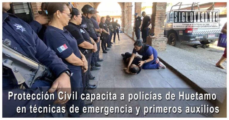 Protección Civil capacita a policías de Huetamo en técnicas de emergencia y primeros auxilios