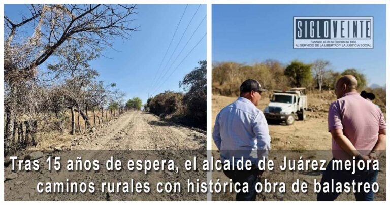 Tras 15 años de espera, el alcalde de Juárez mejora caminos rurales con histórica obra de balastreo