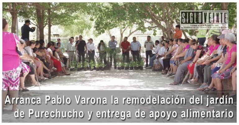 Arranca Pablo Varona la remodelación del jardín de Purechucho y entrega de apoyo alimentario