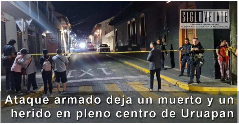 Ataque armado deja un muerto y un herido en pleno centro de Uruapan