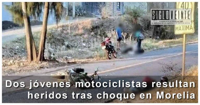 Dos jóvenes motociclistas resultan heridos tras choque en Morelia