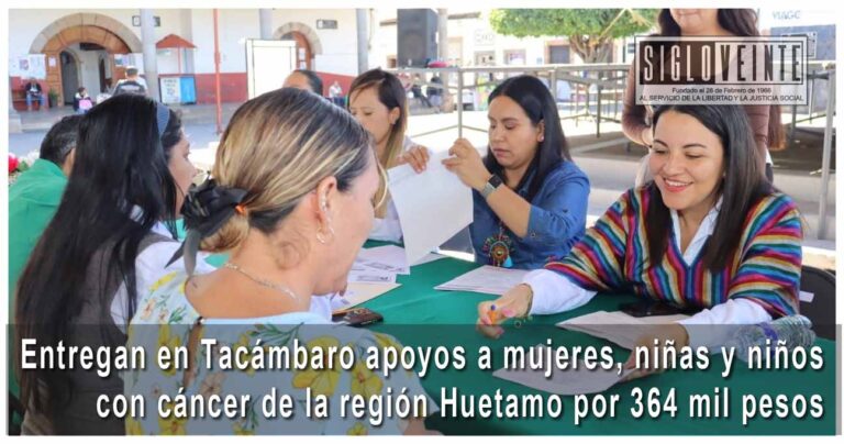 Entregan en Tacámbaro apoyos a mujeres, niñas y niños con cáncer de la región Huetamo por 364 mil pesos