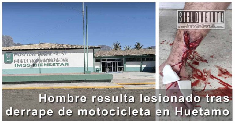Hombre resulta lesionado tras derrape de motocicleta en Huetamo