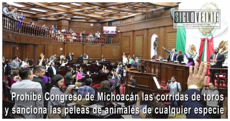 Prohíbe Congreso de Michoacán las corridas de toros y sanciona las peleas de animales de cualquier especie