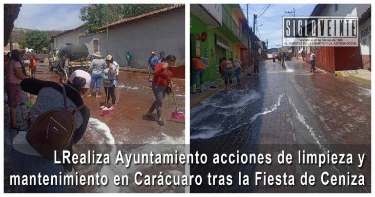 Realiza Ayuntamiento acciones de limpieza y mantenimiento en Carácuaro tras la Fiesta de Ceniza