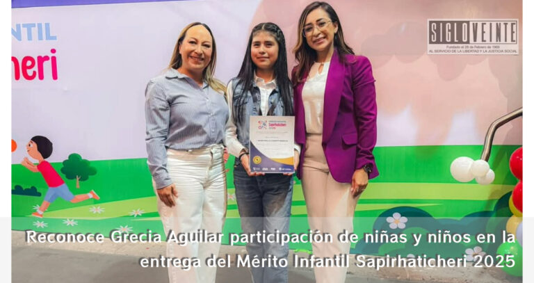 Reconoce Grecia Aguilar participación de niñas y niños en la entrega del Mérito Infantil Sapirhaticheri 2025