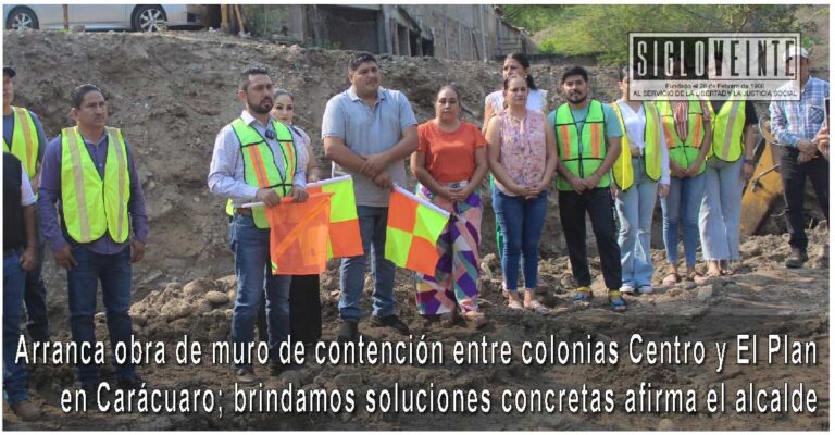Arranca obra de muro de contención entre colonias Centro y El Plan en Carácuaro; brindamos soluciones concretas afirma el alcalde