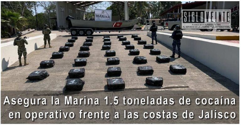 Asegura la Marina 1.5 toneladas de cocaína tras operativo frente a las costas de Jalisco
