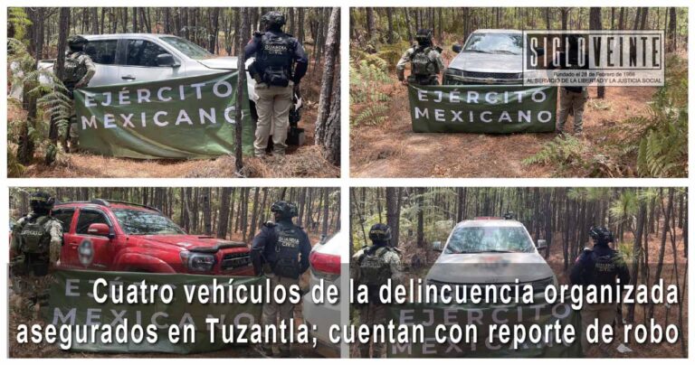 Cuatro vehículos de la delincuencia organizada asegurados en Tuzantla; cuentan con reporte de robo