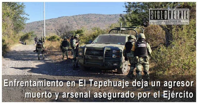 Enfrentamiento en El Tepehuaje deja un agresor muerto y arsenal asegurado por el Ejército
