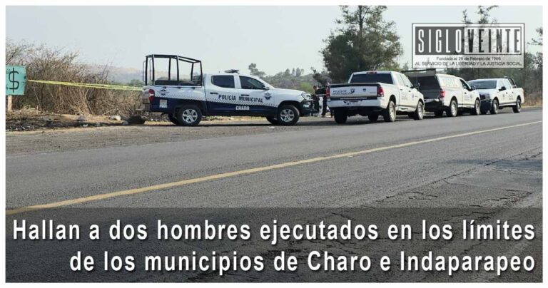 Hallan a dos hombres ejecutados en los límites de los municipios de Charo e Indaparapeo