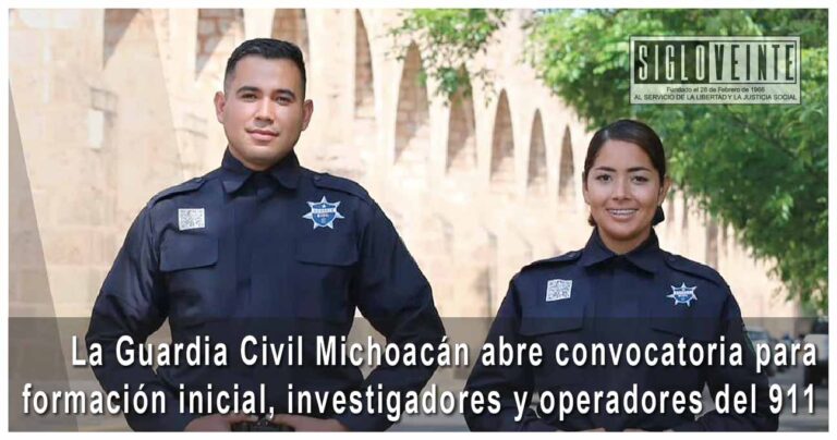 La Guardia Civil Michoacán abre convocatoria para formación inicial, investigadores y operadores del 911