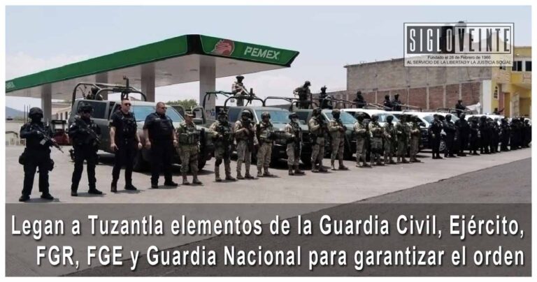 Legan a Tuzantla elementos de la Guardia Civil, Ejército, FGR, FGE y Guardia Nacional para garantizar el orden