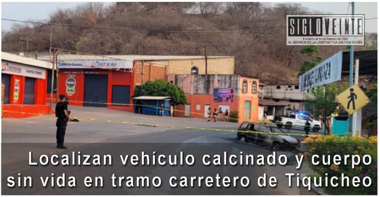 Localizan vehículo calcinado y cuerpo sin vida en tramo carretero de Tiquicheo