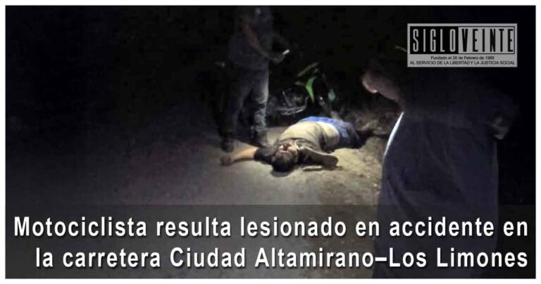 Motociclista resulta lesionado en accidente en la carretera Ciudad Altamirano–Los Limones