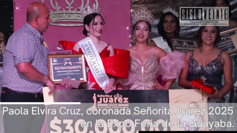 Paola Elvira Cruz, coronada Señorita Juárez 2025 en la Expo Feria de la Guayaba.