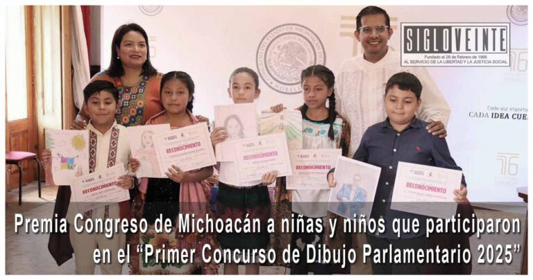 Premia Congreso de Michoacán a niñas y niños que participaron en el “Primer Concurso de Dibujo Parlamentario 2025”