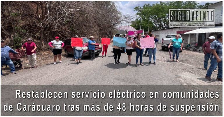 Restablecen servicio eléctrico en comunidades de Carácuaro tras más de 48 horas de suspensión