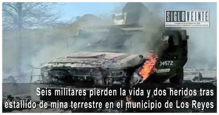 Seis militares pierden la vida y dos heridos tras estallido de mina terrestre en el municipio de Los Reyes