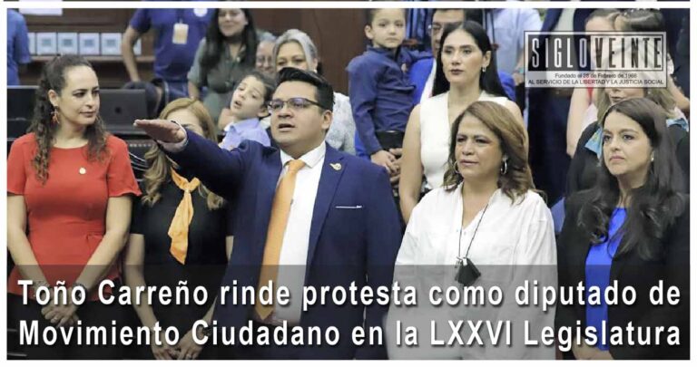 Toño Carreño rinde protesta como diputado de Movimiento Ciudadano en la LXXVI Legislatura