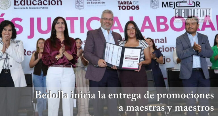 Ante 1,200 docentes, Bedolla arranca entrega de promociones a maestras y maestros