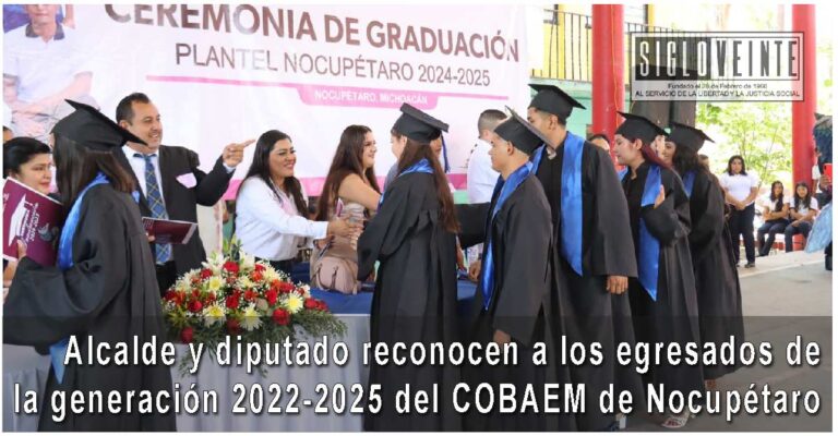 Alcalde y diputado reconocen a los egresados de la generación 2022-2025 del COBAEM de Nocupétaro