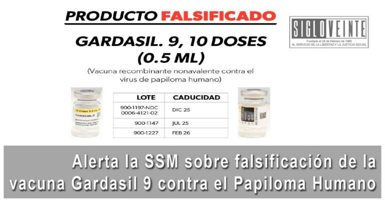 Alerta la SSM sobre falsificación de la vacuna Gardasil 9 contra el Papiloma Humano