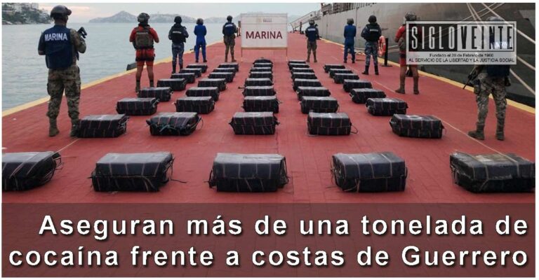 Aseguran más de una tonelada de cocaína frente a costas de Guerrero