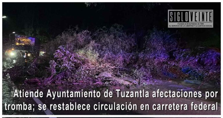 Atiende Ayuntamiento de Tuzantla afectaciones por tromba; se restablece circulación en carretera federal