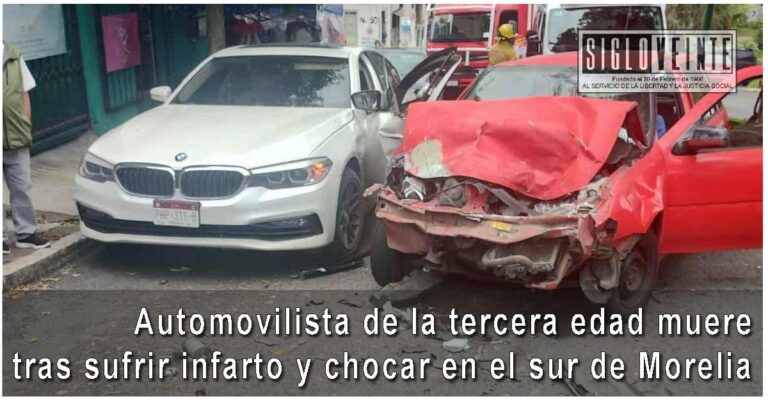 Automovilista de la tercera edad muere tras sufrir infarto y chocar en el sur de Morelia