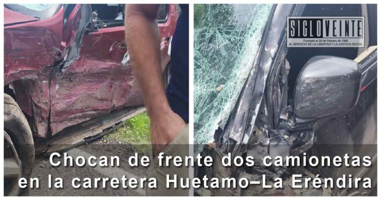 Chocan de frente dos camionetas en la carretera Huetamo–La Eréndira