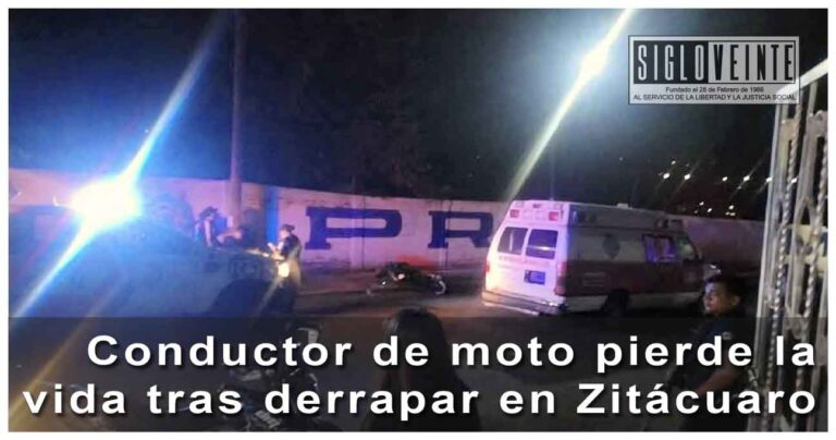 Conductor de moto pierde la vida tras derrapar en Zitácuaro