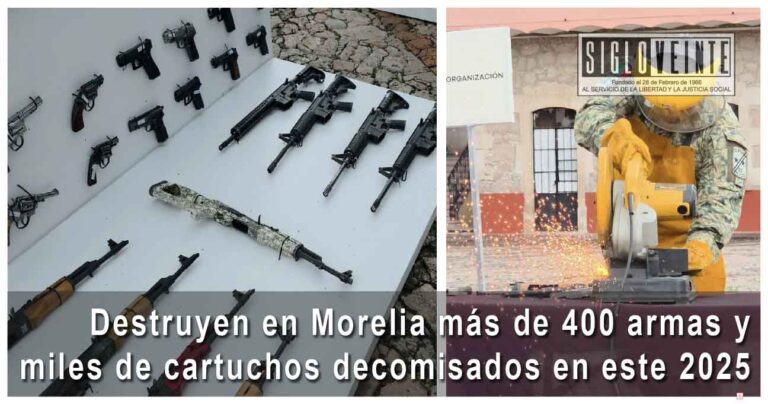 Destruyen en Morelia más de 400 armas y miles de cartuchos decomisados en este 2025