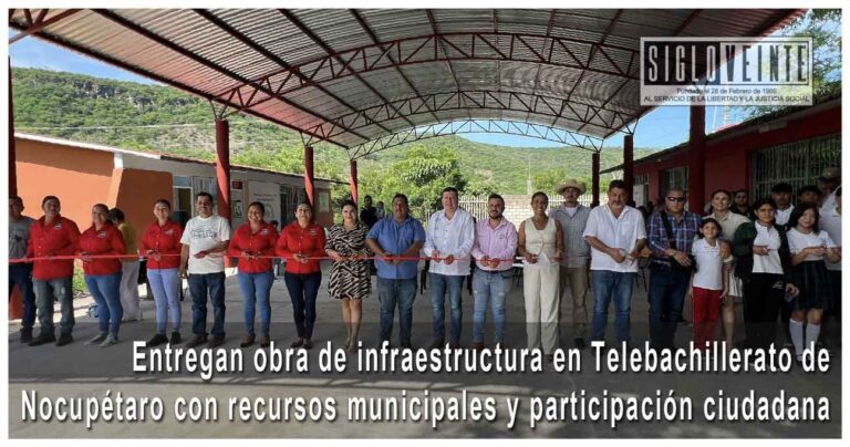 Entregan obra de infraestructura en Telebachillerato de Nocupétaro con recursos municipales y participación ciudadana