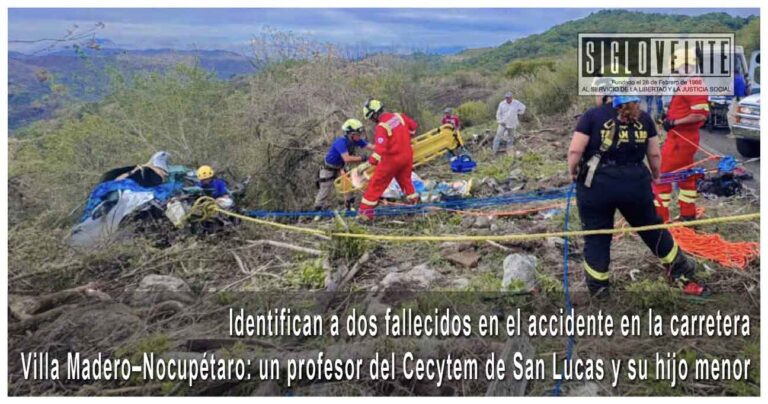 Identifican a dos fallecidos en el accidente en la carretera Villa Madero–Nocupétaro: un profesor del Cecytem de San Lucas y su hijo menor