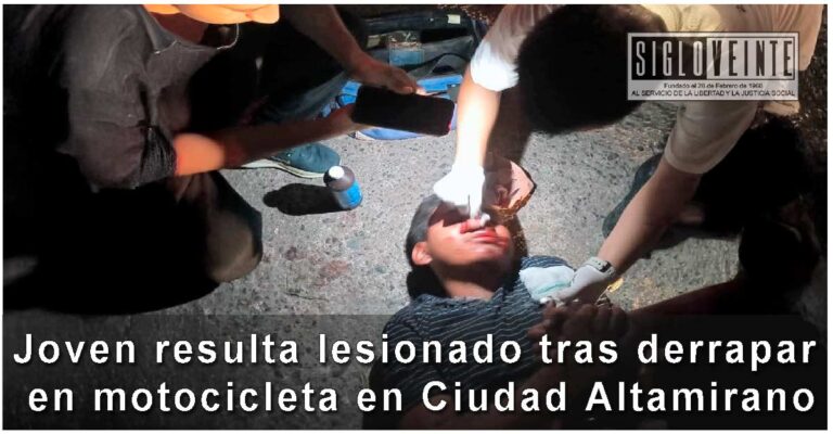 Joven resulta lesionado tras derrapar en motocicleta en Ciudad Altamirano