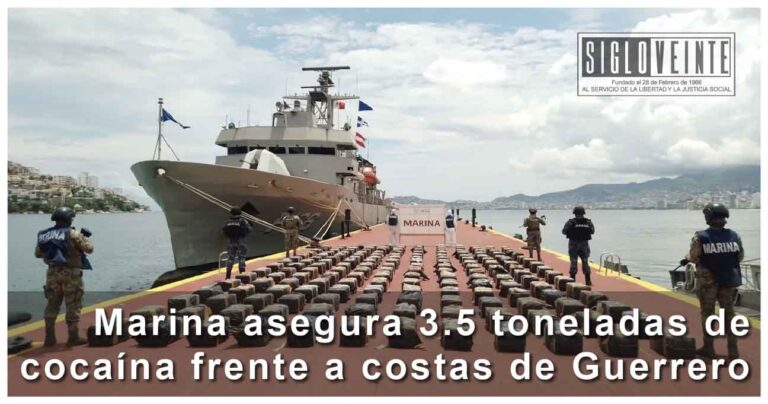 Marina asegura 3.5 toneladas de cocaína frente a costas de Guerrero