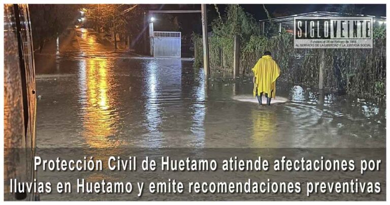 Protección Civil de Huetamo atiende afectaciones por lluvias en Huetamo y emite recomendaciones preventivas