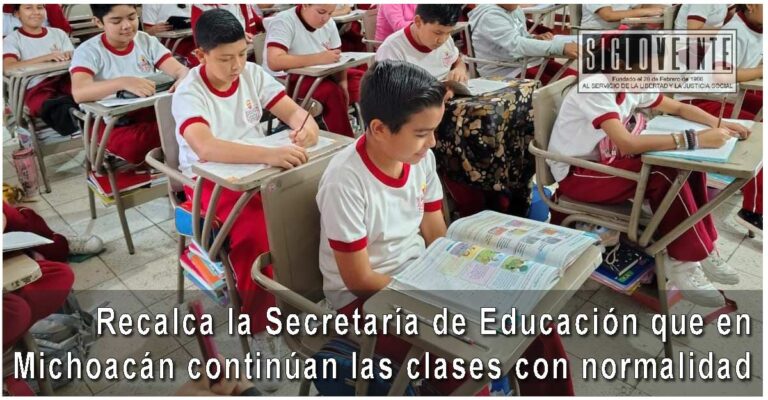 Recalca la Secretaría de Educación que en Michoacán continúan las clases con normalidad