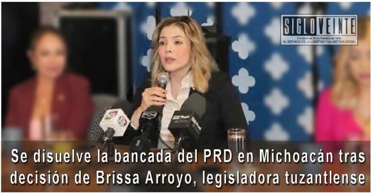 Se disuelve la bancada del PRD en Michoacán tras decisión de Brissa Arroyo, legisladora tuzantlense