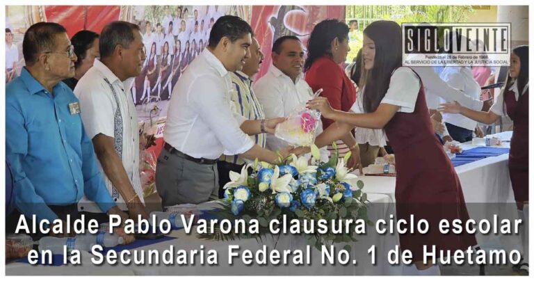 Alcalde Pablo Varona clausura ciclo escolar en la Secundaria Federal No. 1 de Huetamo