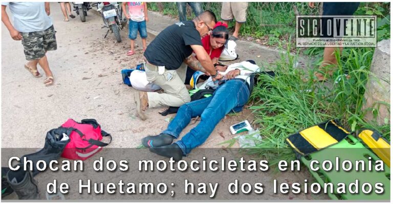 Chocan dos motocicletas en colonia de Huetamo; hay dos lesionados