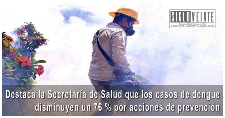 Destaca la Secretaría de Salud que los casos de dengue disminuyen un 76% por acciones de prevención