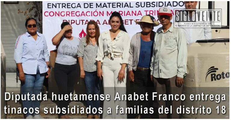 Diputada huetamense Anabet Franco entrega tinacos subsidiados a familias del distrito 18