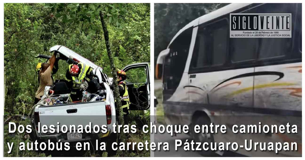 Dos lesionados tras choque entre camioneta y autobús en la carretera ...