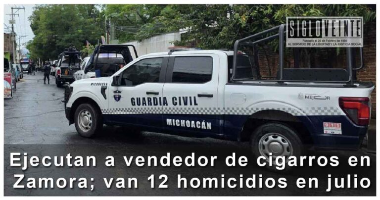 Ejecutan a vendedor de cigarros en Zamora; van 12 homicidios en julio