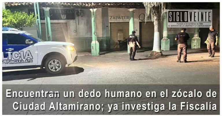 Encuentran un dedo humano en el zócalo de Ciudad Altamirano; ya investiga la Fiscalía