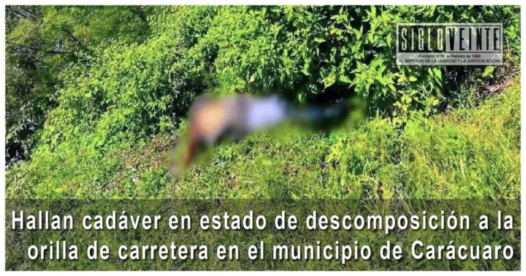 Hallan cadáver en estado de descomposición a la orilla de carretera en el municipio de Carácuaro